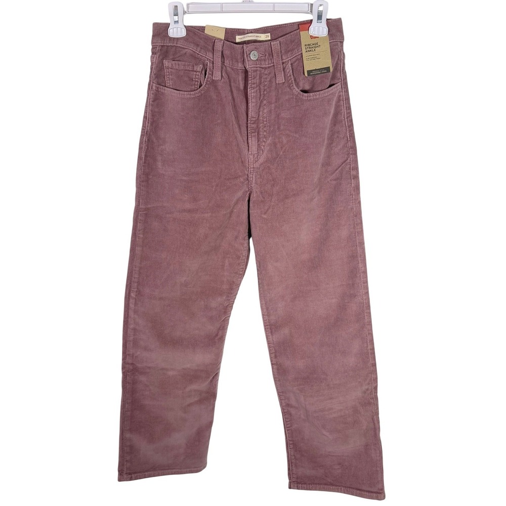 NWT Levi's Ribcage Straight Ankle Corduroy Jeans Rose Taupe 29x27 High Rise - Picture 5 of 10